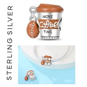 🌟 S925 Sterling Silver More Coffee Time Cup Charm